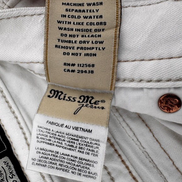 Miss Me White Distressed Mid-Rise Cuffed Skinny Jeans Women 31 MS4009CK74 - Picture 5 of 15